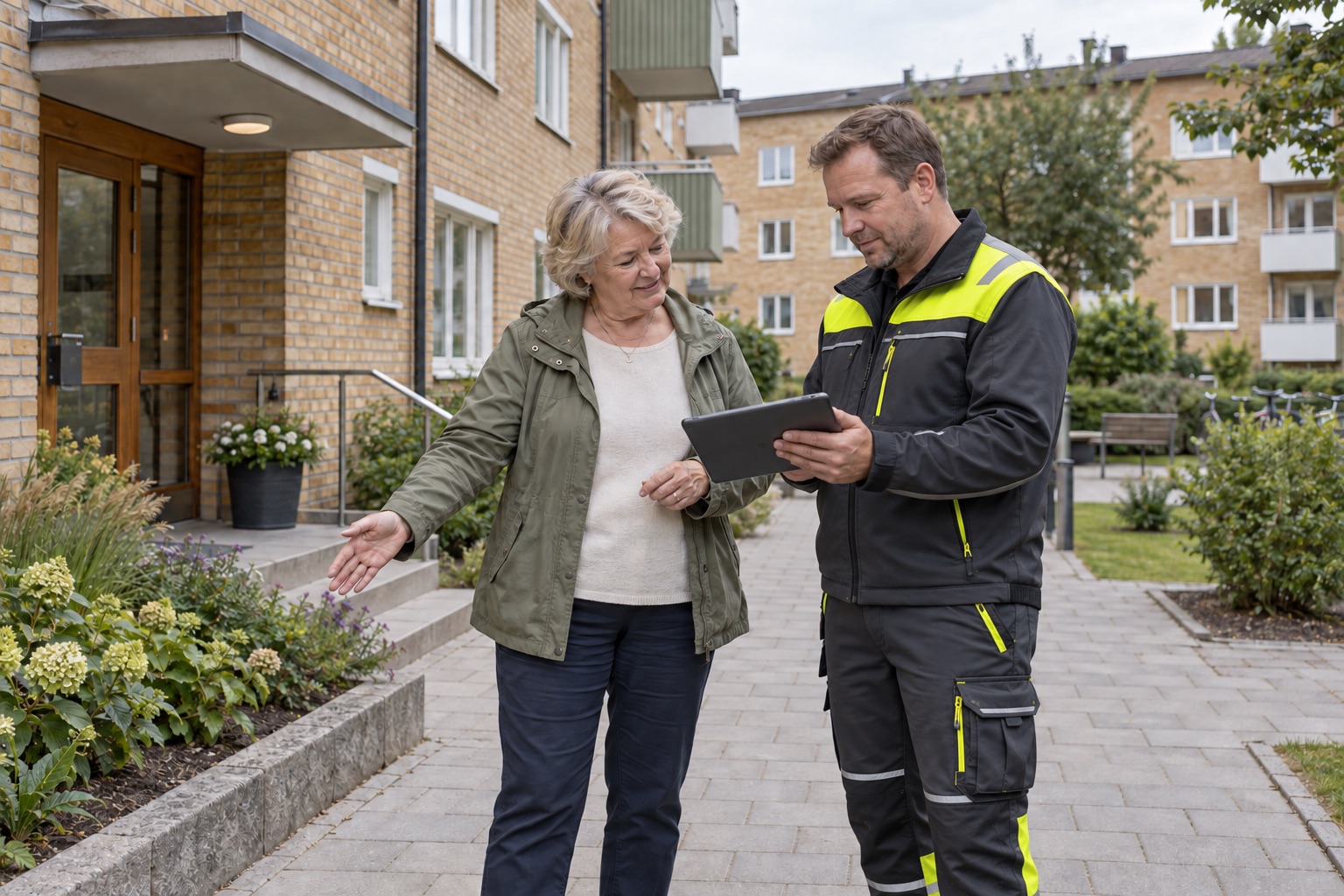 Kundemøde uden for ejendommen